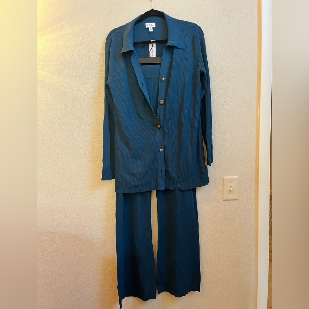 2for1 Button-Up Cardigan and Pants Set